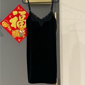 Black vintage velvet velour dress